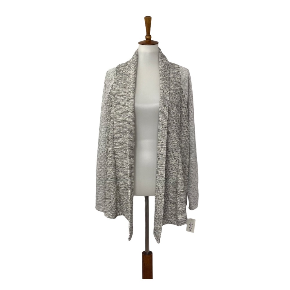 NWT Style & Co Open Cardigan Gray & White Size Lg
